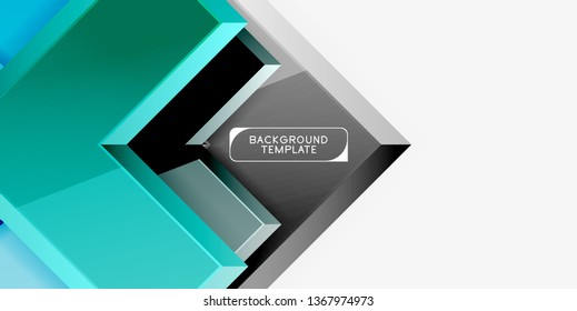 Glossy arrows geometric background, vector techno or business design template