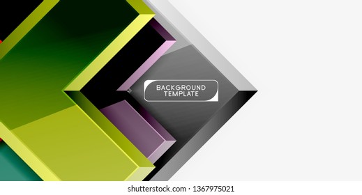 Glossy arrows geometric background, vector techno or business design template