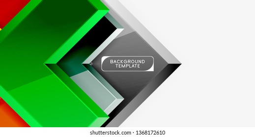Glossy arrows geometric background, vector techno or business design template