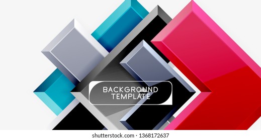 Glossy arrows geometric background, vector techno or business design template