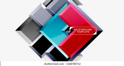 Glossy arrows geometric background, vector techno or business design template