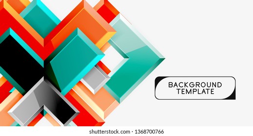 Glossy arrows geometric background, vector techno or business design template