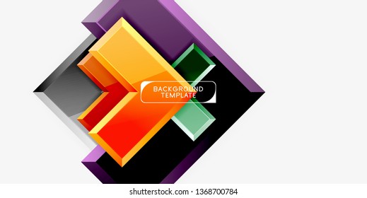 Glossy arrows geometric background, vector techno or business design template