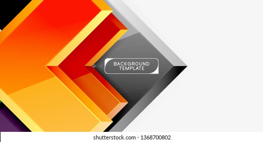 Glossy arrows geometric background, vector techno or business design template