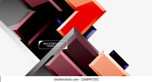 Glossy arrows geometric background, vector techno or business design template