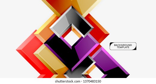 Glossy arrows geometric background, vector techno or business design template