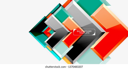 Glossy arrows geometric background, vector techno or business design template