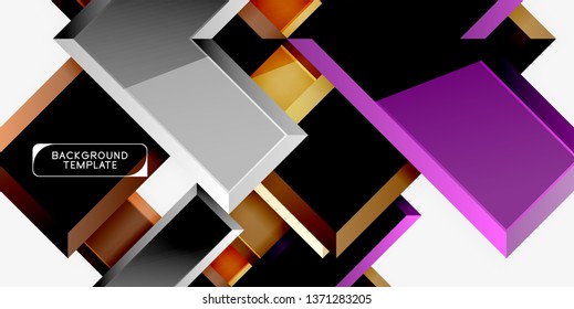 Glossy arrows geometric background, vector techno or business design template