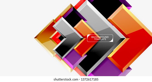 Glossy arrows geometric background, vector techno or business design template
