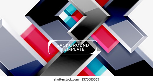 Glossy arrows geometric background, vector techno or business design template