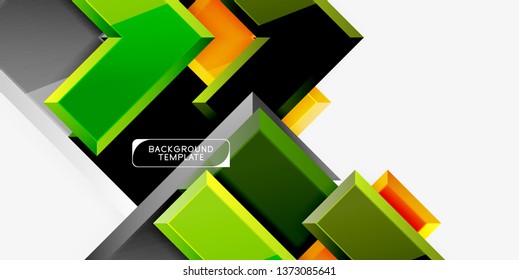 Glossy arrows geometric background, vector techno or business design template