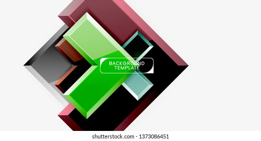 Glossy arrows geometric background, vector techno or business design template