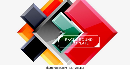 Glossy arrows geometric background, vector techno or business design template