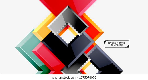 Glossy arrows geometric background, vector techno or business design template