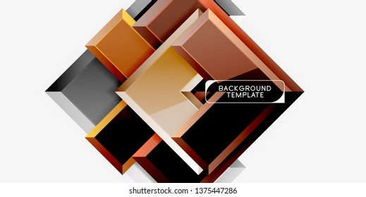 Glossy arrows geometric background, vector techno or business design template