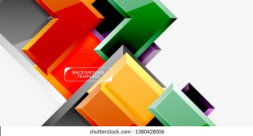 Glossy arrows geometric background, vector techno or business design template