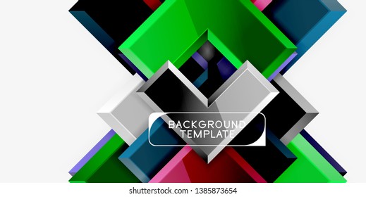 Glossy arrows geometric background, vector techno or business design template