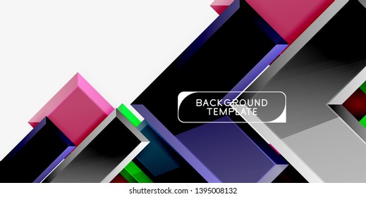 Glossy arrows geometric background, vector techno or business design template