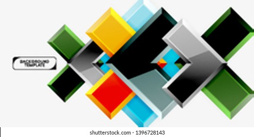 Glossy arrows geometric background, vector techno or business design template