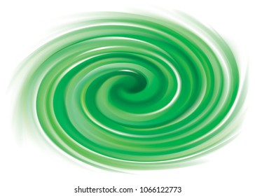 Glossy art smooth shiny modern mix wavy eddy jade bio vert radial curvy fond with space for text in center of funnel. Gel fluid caramel surface vivid cool deep malachite mint color