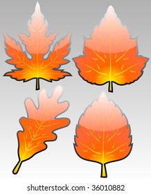 glossy autumn leafs vector