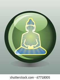 Glossy badge with image of Buddha