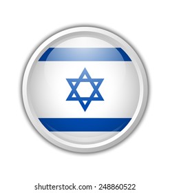 Glossy badge made from Israeli flag on white background