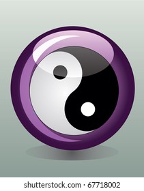 Glossy badge with yin yang symbol