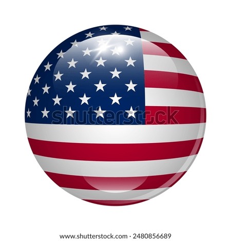 Glossy ball with flag of the USA for Independence Day.