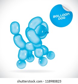 Glossy Balloon Dog Illustration, Icons, Button, Sign, Symbol, Logo with Sticker for Family, Festival Celebration, Baby, Children, Teenager, People