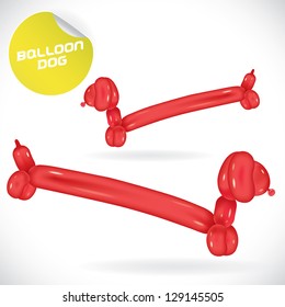 Glossy Balloon Dog Illustration, Icons, Button, Sign, Symbol, Logo with Sticker for Family, Festival Celebration, Baby, Children, Teenager, People