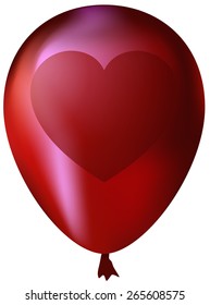 Glossy Balloon with a Heart, Vector Illustration isolated on White Background. 