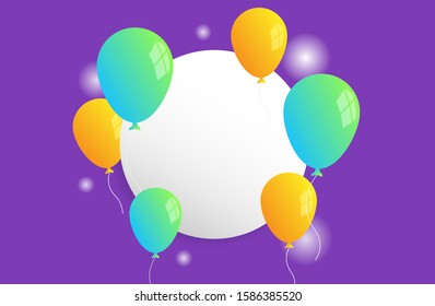 Glossy balloons with blank banner design template