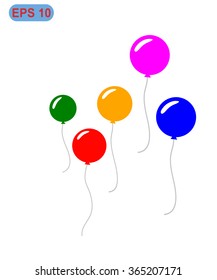 Glossy Balloons Colored Set on white background vector illustration 
