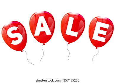 Glossy Balloons Sale Concept of Discount. Vector Illustration. EPS10