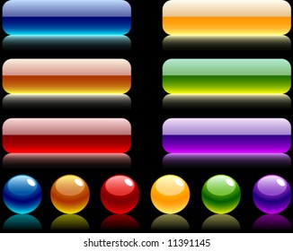 Glossy balls and buttons. Vector illustration.