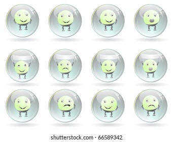 glossy balls with fun emotions smileys