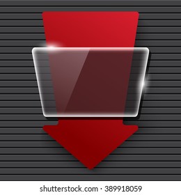 glossy banner with arrow