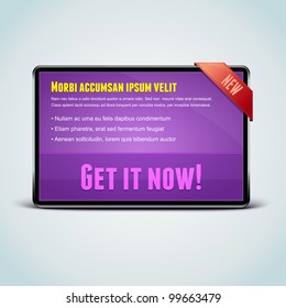 Glossy banner "Get it now". This vector image is fully editable.