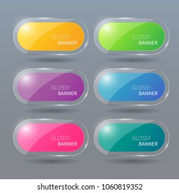 Glossy banner, glass banner vector.can be used for workflow layout,infographic, diagram, website, corporate report, advertising, marketing.vector illustration.