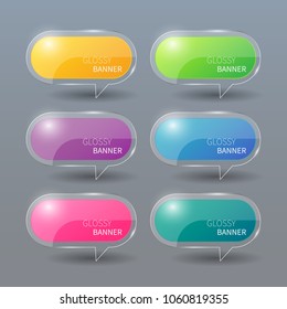 Glossy banner, glass banner vector.can be used for workflow layout,infographic, diagram, website, corporate report, advertising, marketing.vector illustration.