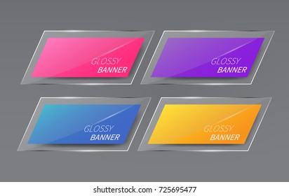 Glossy banner, glass banner vector.can be used for workflow layout,infographic, diagram, website, corporate report, advertising, marketing.vector illustration