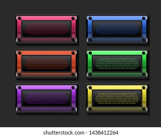 Glossy banner metallic collection buttons