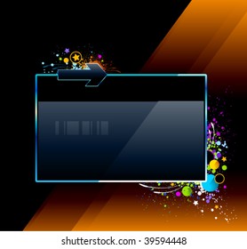 Glossy banner on graffiti background. Vector illustration.