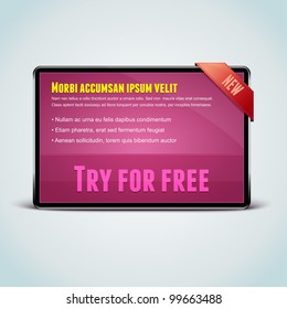 Glossy banner "Try it for free". This vector image is fully editable.