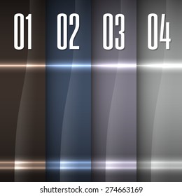 Glossy banners with glowing stripes. Modern vector layout. Graphic elements.