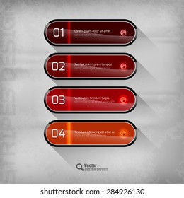 Glossy banners on the gray background. Design elements - moderns buttons.