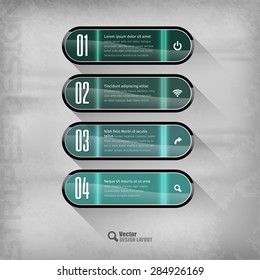 Glossy banners on the gray background. Design elements - moderns buttons.