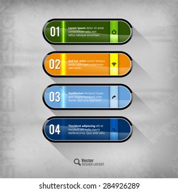 Glossy banners on the gray background. Design elements - moderns buttons.
