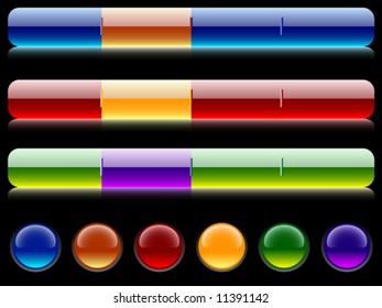 Glossy bars and buttons. Vector illustration.